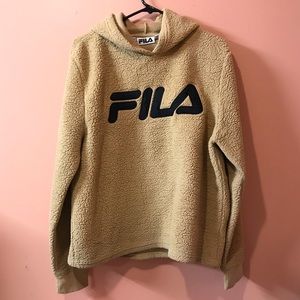FILA Fuzzy Soft Brown Teddy Sherpa Hoodie